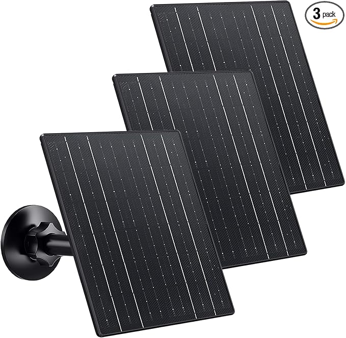 Zivif 10W Solar Panel for Security Camera Outdoor, 5V USB C Solar Charger Compatible with Rechargeable Battery Powered Camera, 360° Adjustable Mount, IP66 Waterproof, 7.2ft Cable (3 Pack)