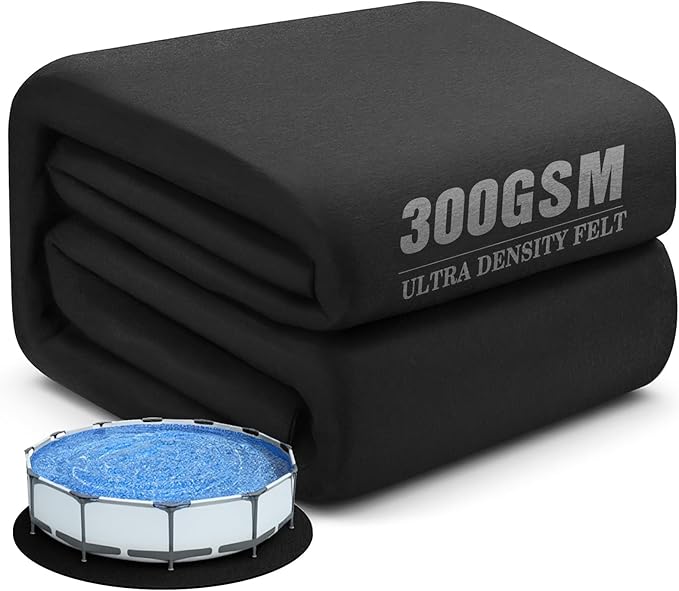 UIRWAY 16FT Heavy Duty Round Pool Liner Pad, [2026 New Pool Pad 300G/M² Thicker] Outdoor Padding for 16' Foot Above Ground Pools, Underneath Pool Mat, Swimming Pool Liners for Padding and Protection