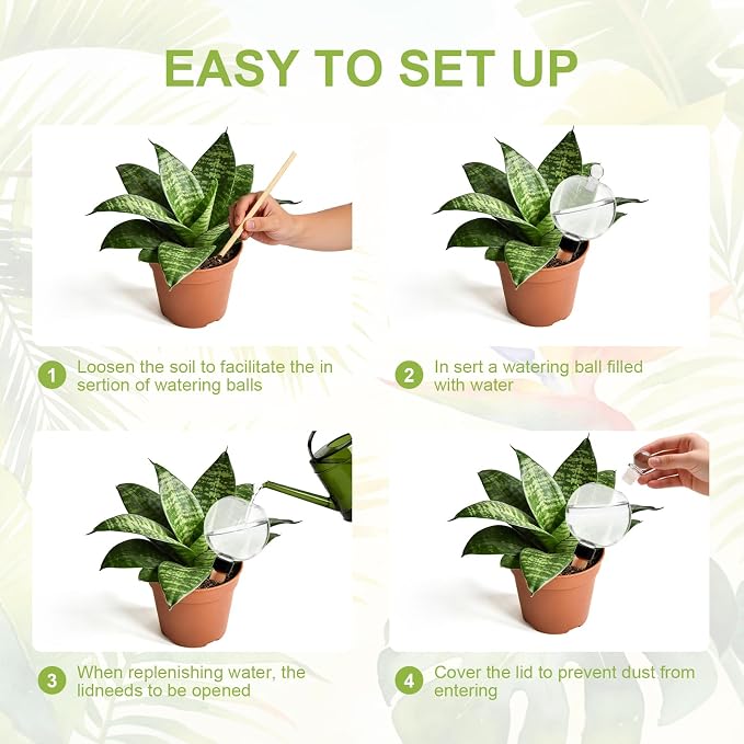 ZephyrBloom 19 Oz Large Self Watering Plant Watering Globes, Water Globes & Watering Bulbs for Indoor Outdoor Plants, Plant Water Feeders for All Plants While Away and Vacation Watering 4-Pack