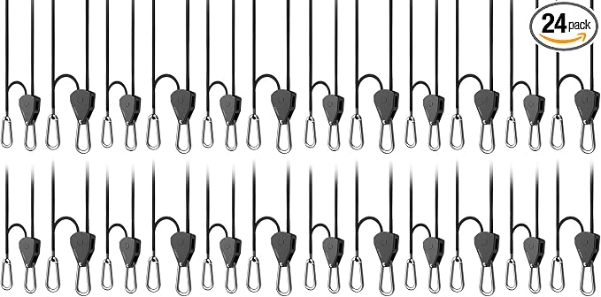 AC Infinity, Adjustable 1/8” Rope Hanger, Heavy-Duty Stainless Steel Gears Ratchets, 150 lbs Weight Capacity, 6 Pairs (Pack of 2)