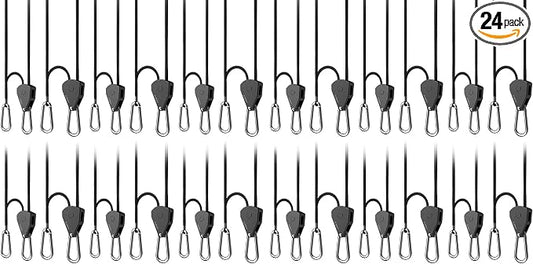 AC Infinity, Adjustable 1/8” Rope Hanger, Heavy-Duty Stainless Steel Gears Ratchets, 150 lbs Weight Capacity, 6 Pairs (Pack of 2)
