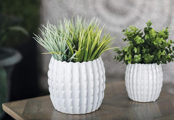 Deco 79 Ceramic Indoor Outdoor Planter Small Planter Pot, Set of 4 Planters 9", 7", 6", 4"H, White