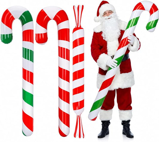 6 Pcs 6.17 ft Christmas Pool Floats Inflatable Candy Canes Jumbo Christmas in July Decorations Large Inflatable Pool Noodle Blow up Candy Cane Balloons for Xmas Ornaments Yard Garden Lawn
