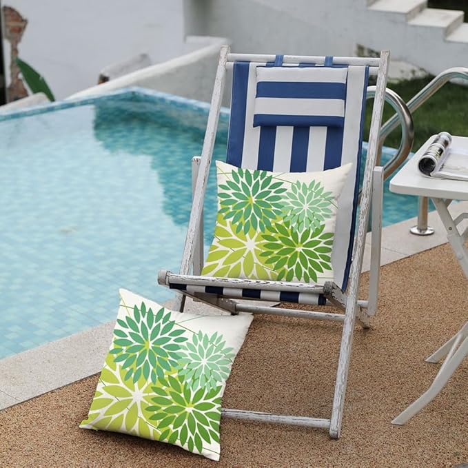 DFXSZ Outdoor Throw Pillow Covers 18x18 Inch Set of 2 Waterproof Spring Summer Geometric Elegant Dark Light Green Outdoor St Patricks Pillow Covers for Patio Funiture Garden Couch 168A18