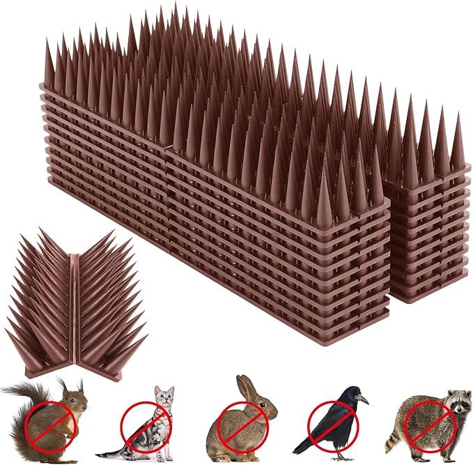 Bird Spikes, 30 Pack Bird Deterrent for Outside, Pigeon Spikes to Keep Raccoon Squirrel Cats Woodpeckers Away, for Fence Garden Roof Yard(28Feet)