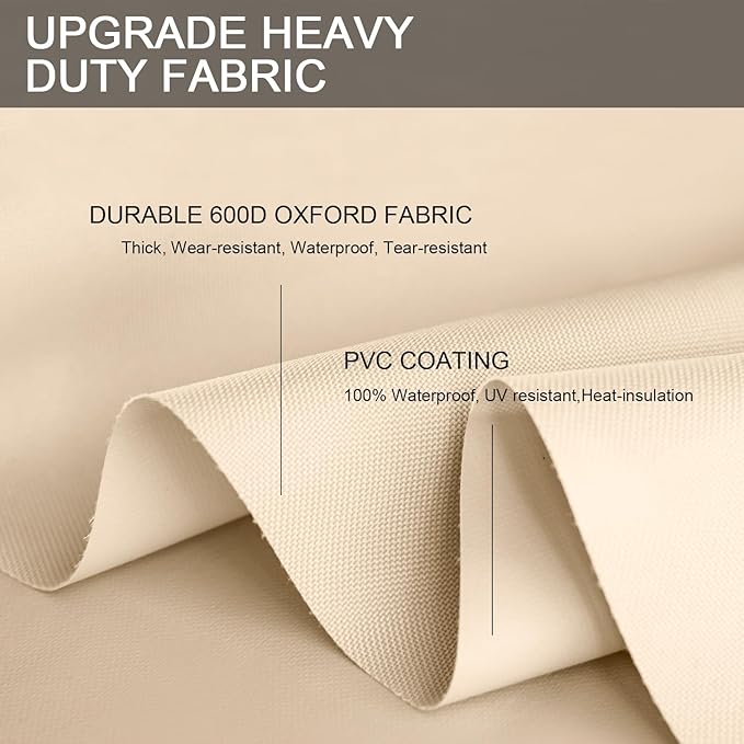 Patio Furniture Set Covers Waterproof Heavy Duty 600D Outdoor Sectional Sofa Couch Set Cover Patio Conversation Sets Cover Outdoor Dining Set Table and chairs Covers 126.5" L x 63.5" W Beige