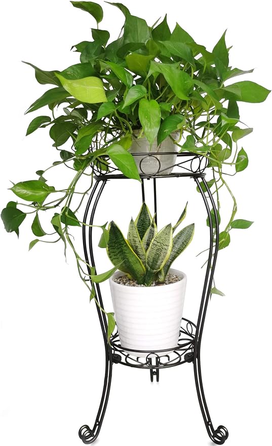 TREEZITEK 2 Tier 28.4inch Tall Metal Plant Stand,2 set 6 in Tall Plant Stand