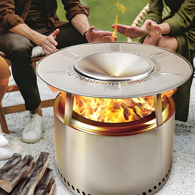 HGD Firepit Heat Deflector for 19-20.5" Fire Pits, Solo Stove Bonfire 19.5", Portable 304 Stainless Steel Heat Diffuser Captures & Redirects Warmth, Detachable Camping Essential