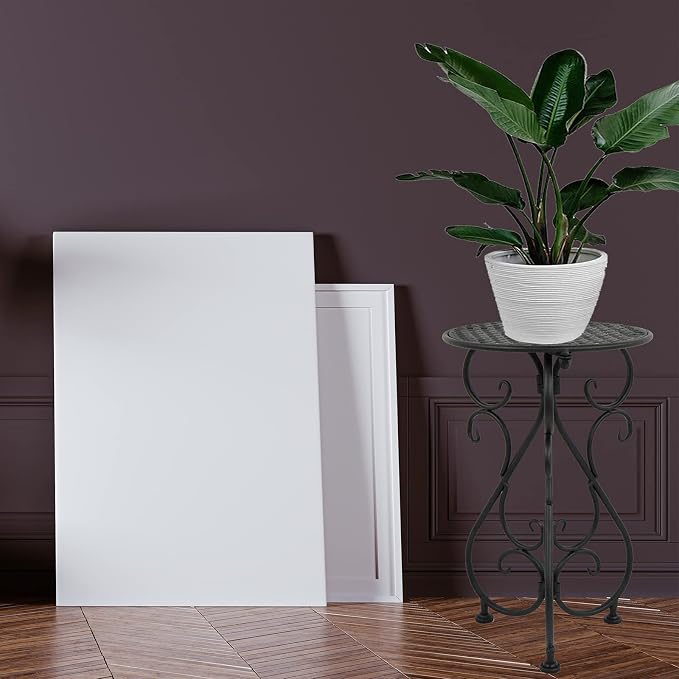 NAKUPE Metal Plant Stand 17in and 23in Tall Flower Pot Stands(Both 2 Pack)(Black&Brown)
