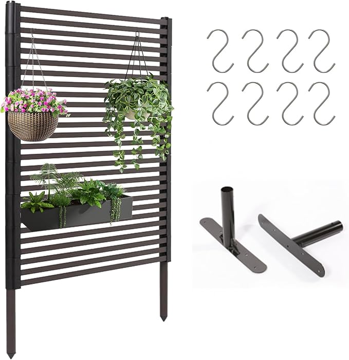 Outdoor Privacy Screens - Length: 43in, Height: 59in, Fence Privacy Screen, Freestanding Horizontal Fence, Metal Material, Anti-Corrosion and Weatherproof, Suitable for Outdoor Garden Courtyard