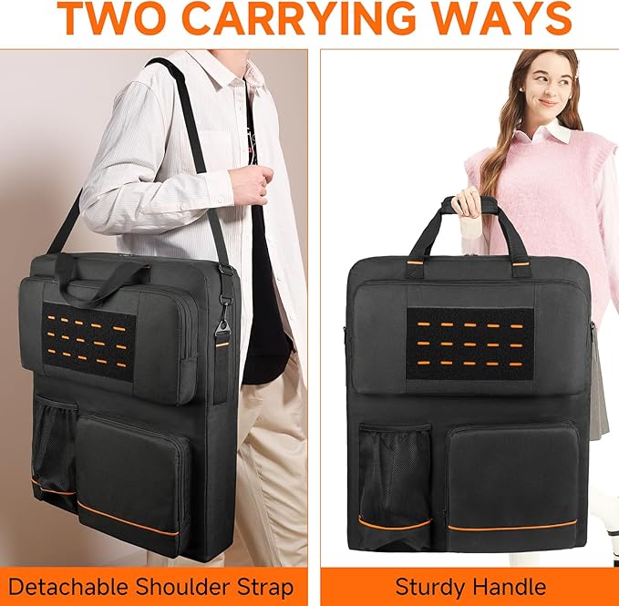 Solar Panel Storage Bag Compatible with Jackery SolarSaga 100/100X/200W & Anker Solix PS100/PS200, Portable Travel Carrying Case with Shoulder Strap & Internal Pockets, Black