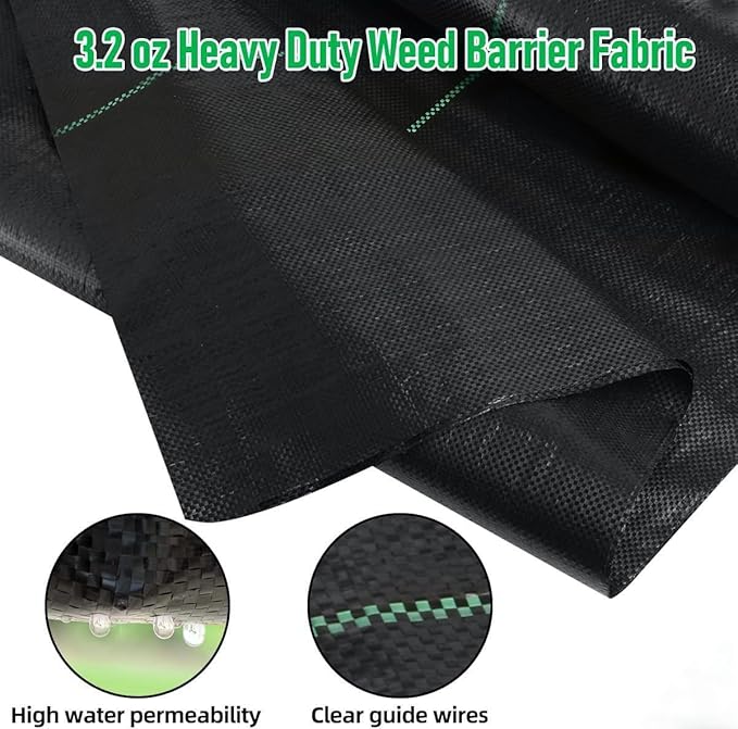 LAVEVE 5FT x 300FT Weed Barrier Landscape Fabric, 3.2oz Premium Heavy Duty Garden Cloth, Ground Cover for Gardening, Farming