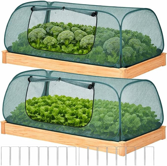 2Pack Raised Garden Bed Covers(45"X22"X18"), Pop Up Mesh Plant & Vegetable Cover,30% Sunblock Plant Shade Tent, Outdoor Planter Protection, Sun & Insect Guard