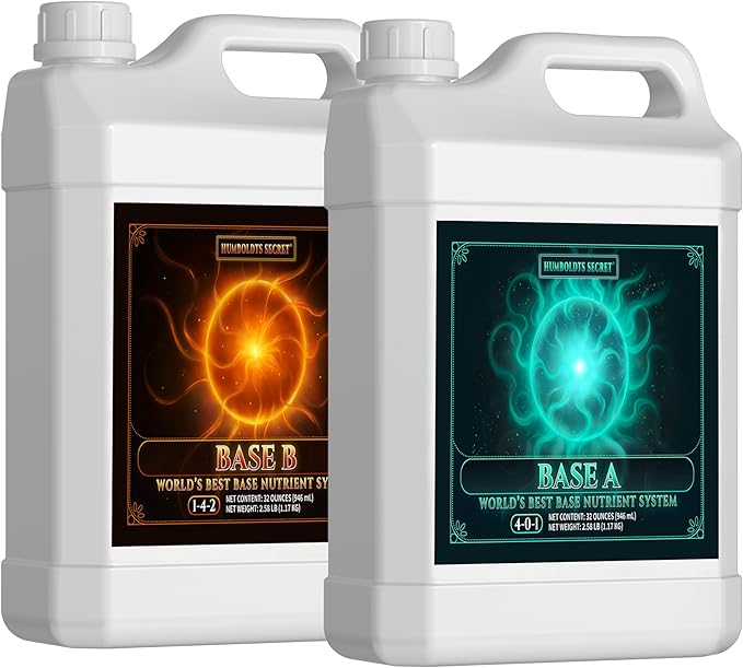 Humboldts Secret Base A & B Liquid Hydroponic Fertilizer | Complete Hydroponic Nutrients for Indoor and Outdoor Plants | Supports Healthy Vegetative Growth and Flowering Stage | 32 Ounce Set