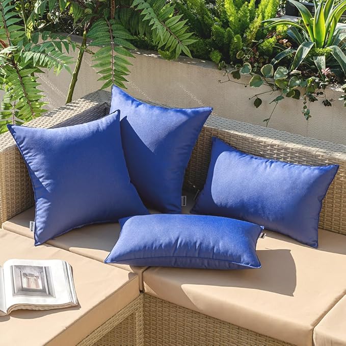 MIULEE Pack of 2 Decorative Outdoor Waterproof Pillow Covers Square Garden Cushion Sham Throw Pillowcase Shell for Spring Patio Tent Couch 20x20 Inch Royal Blue