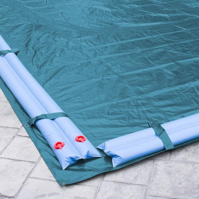 Pool Mate 12 x 24 ft Deluxe Blue Winter Pool Cover for Inground Pools, 5 ft Overlap (17 x 29 ft Cover Size), Solid 10 x 10 Scrim, 2.91 oz/yd2, 12-Year Warranty, Style: 581224R