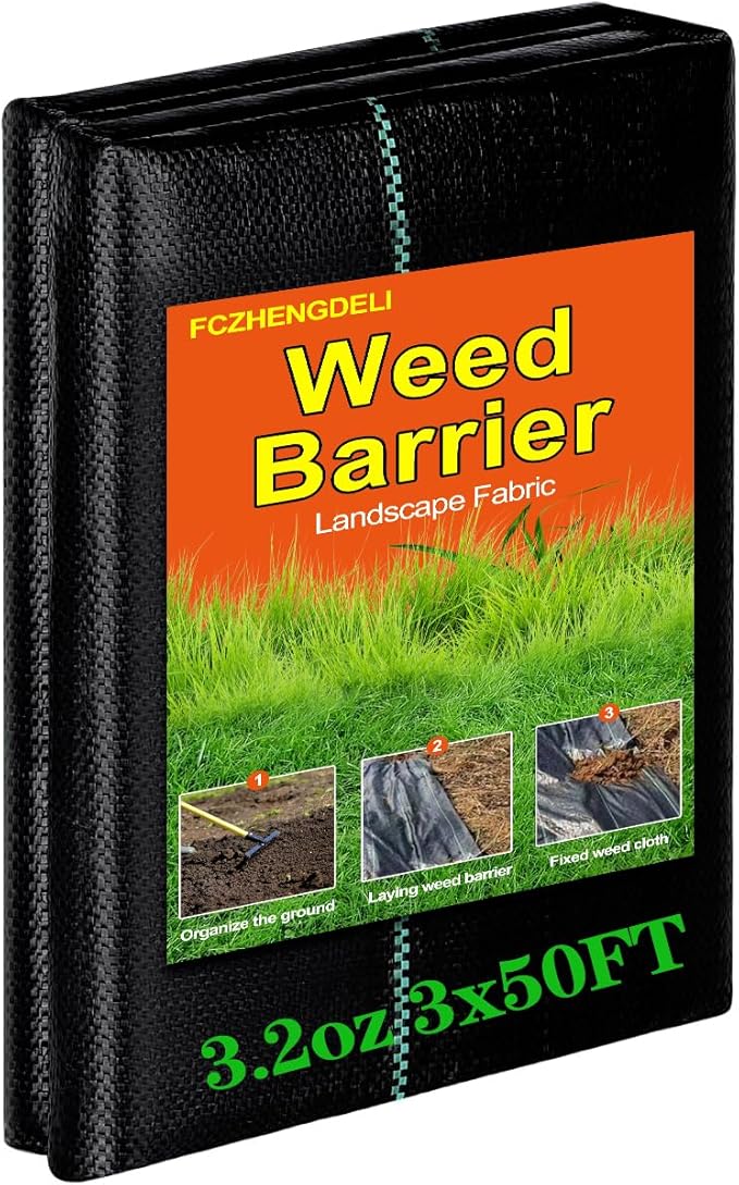3.2oz Heavy Duty Weed Barrier Fabric, 3ft x 50ft, Woven Geotextile Landscape Fabric for Garden Weed Control