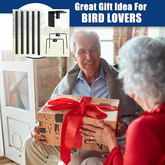 Heavy Duty Bird House Pole 75 inch Adjustable, Outdoor Birdhouse Stand with 5-Pronged Stakes, Universal Mount for Smart Bird Feeder Compatible with Bird Buddy Birdfy Bluebird House (Without Feeder)