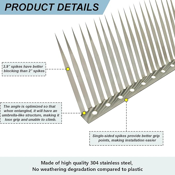 Bird Spikes, Outdoor Squirrel Spikes, Squirrel Baffles for Bird Feeder Poles, Avoid Climbing Garden Fences and Fruit Trees. (80 inches)