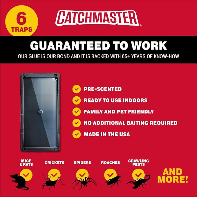 Catchmaster Mouse & Pest Glue Board Bundle, 36 Glue Boards & 6 Pack Large Glue Traps, Rat & Mouse Traps Indoor for Home
