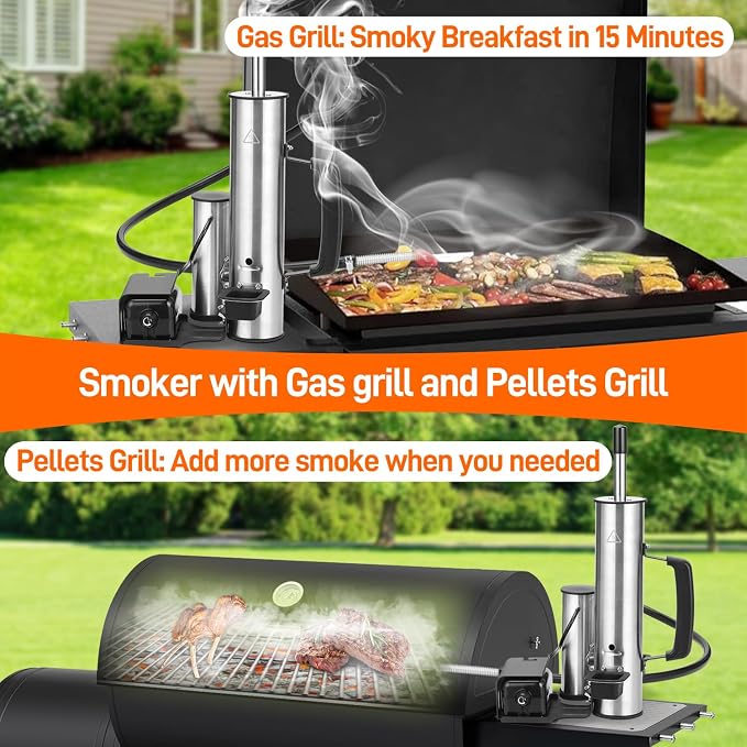 2026 Upgrade Electric Smoker Generator, Cold Smoker 60-70°F for Cheese/Salmon, Adjustable Smoke Volume Air Pump, Smoke Tube for Pellet Smoker, Fits Gas/Pellet Grill, Smoking Accessory Gift for Men