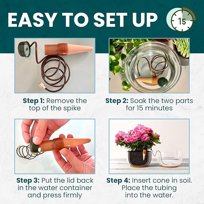 Blumat Classic Self-Watering Stakes - Prevents Overwatering and Underwatering for Healthy Growth While You are Away - Ideal for Indoor Plant Watering, 6 Pack, wo Adapter