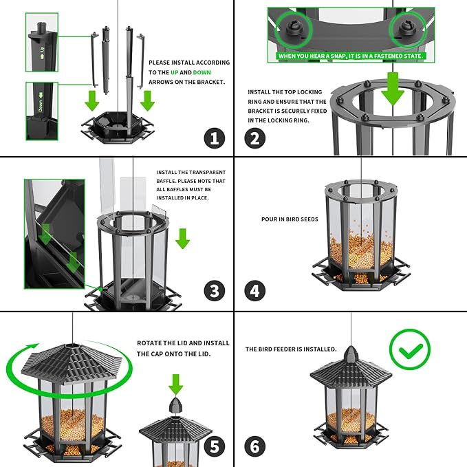 Birdream 4 Pack Bird Feeders for Outdoor Hanging, 10 LB Fun Installation Retro Pagoda Design Bird Feeder, Attracting Wild Birds Chickadees Goldfinches Cardinals Finches and Sparrows