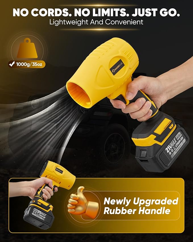 SakerPlus Cordless Leaf Blower, 180000 RPM Portable Dust Cleaner 4.0Ah Battery with Adjustable Speed for Patio Driveways Workshop Lawn Cleaning (1 Battery)