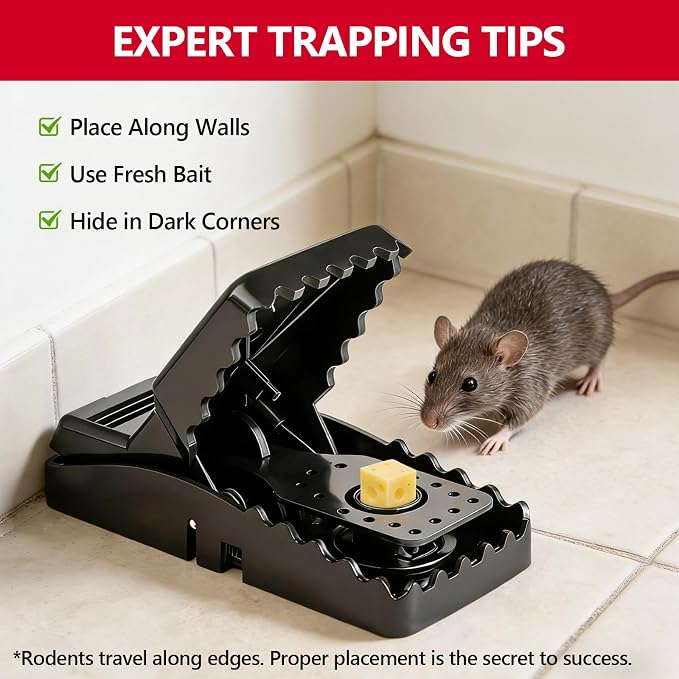 USKICH 8 Pack Mouse Traps Indoor for Home, Mouse Trap for House Indoor Kill, Reusable Mice Traps, Small Rat Traps for Home, Quick-Set Effective Mousetraps for Family