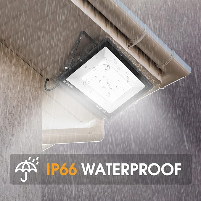 XYCN 3 Pack 100W LED Flood Light, IP66 Waterproof Outside Flood Light, 11500LM Super Bright Outdoor Security Lights, 5000K Daylight White Floodlight for Yard Garden Playground Basketball Court Patio