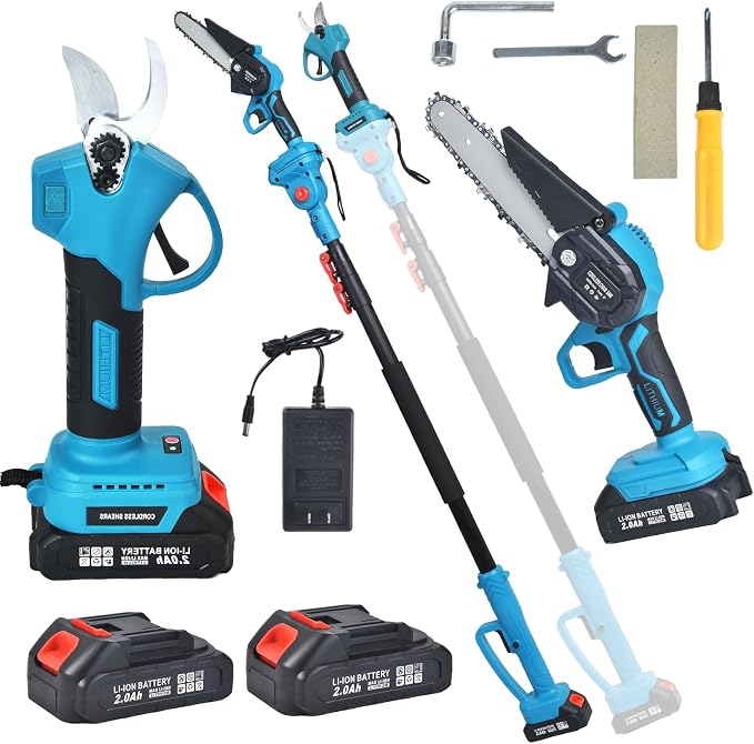 4-in-1 Cordless Pole Saw Pruning Set, For Tree Trimming and Garden Pruning, Chainsaw Gifts: Perfect for Men, Dads, Husbands, Fathers, and Gardeners