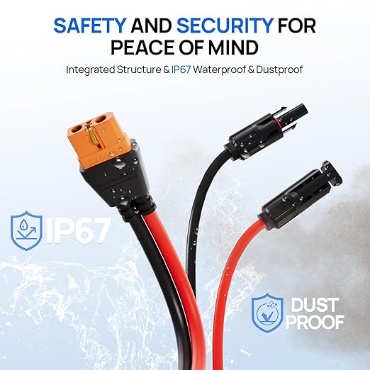 ECO-WORTHY Solar to XT60i Cable 12AWG 10FT Extension Cable Solar Connector to XT60i Adapter Cable for Portable Power Station LiFePO4 Battery