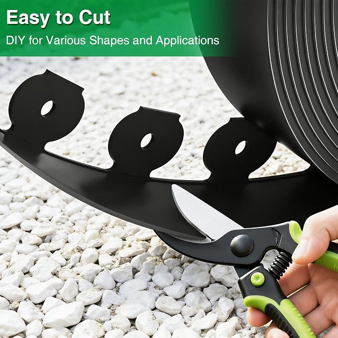 Bonviee 1.5 Inch x 66FT Garden Border Edging Kit with 100 Anchoring Spikes, Flexible Garden Edging for Landscaping, Flower Beds, Lawn, Yard, and Paver Pathways