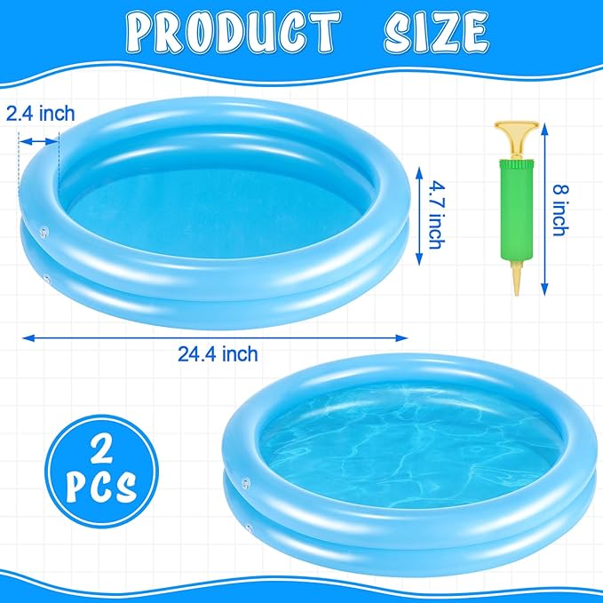 2 Pack Blue Inflatable Pool Foot Bath Basin, Swimming Pool Clean Feet, Foot Soaking Bath Basin for Pool Entry Ladder, Home Spa Treatment for Above Ground Pools