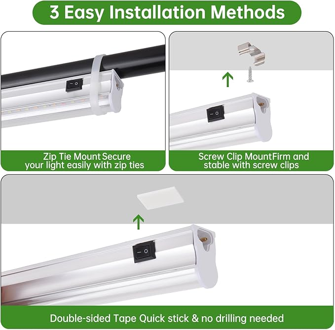 T5 Grow Lights, 2FT 60W (4×15W, 500W Equivalent), Full Spectrum Grow Lights for Indoor Plants, 4000K, Plug and Play, Easy to Install, for Greenhouse & Plant Shelves (4 Pack)
