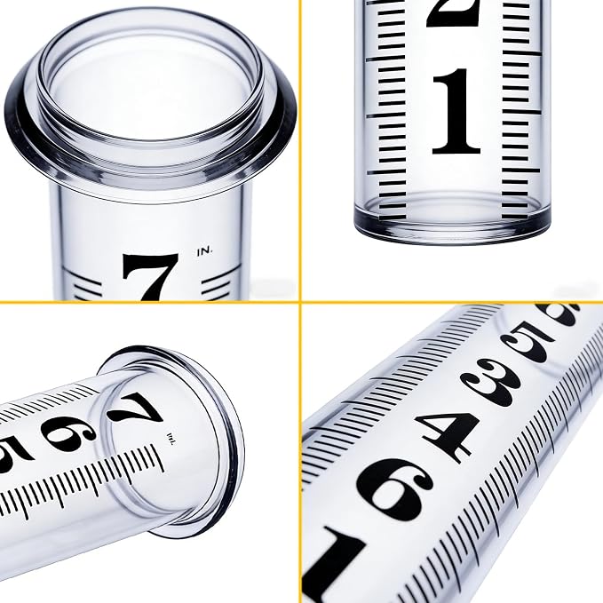 Rain Gauge Replacement Tube, Accurate Rain Gauges Outdoors Best Rated, 7" Capacity Plastic Rain Gauge Tube Replacement for Yard & Garden, Water Gauge for Rain, 1 Rainfall Meter Tube with 1 Clean Brush