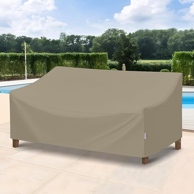 SunPatio Outdoor Couch Cover 80 Inch, Heavy Duty Waterproof 3-Seater Patio Sofa Cover with Seam Taped, Fade & Wind & Rip Resistant, 80" W x 36" D x 30" H, Taupe