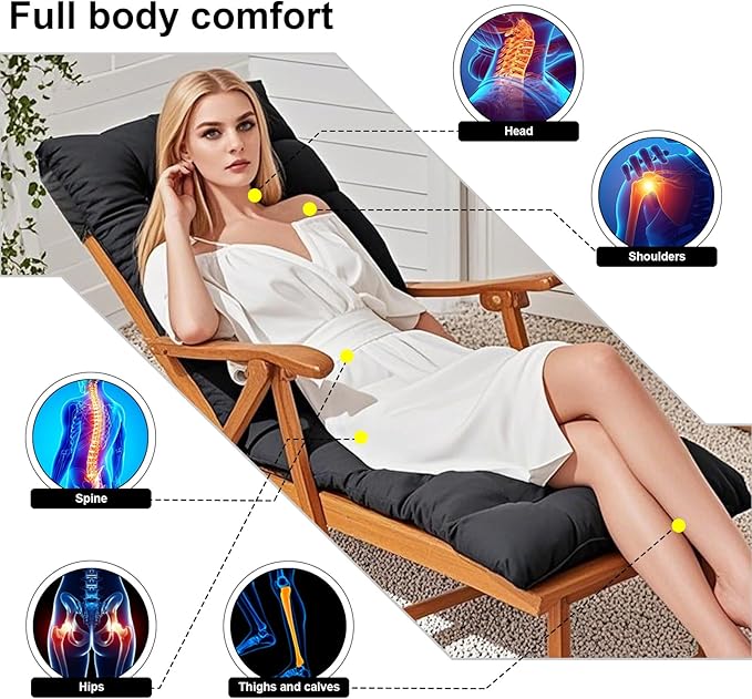 ERWUDEling Lounge Chair Cushion for Outdoor Furniture – Zero Gravity Chair Cushion Replacement, Oversized Waterproof Patio Cushion for Chaise Lounge, Indoor Lounger Chair, Replacement Cushion Only