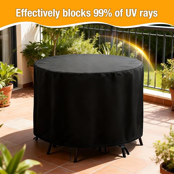 POMER Waterproof Round Patio Outdoor Table Cover,Bar Height Table and Chair Cover Waterproof Outdoor Tall High Table Cover for Round Furniture Set (42" D x 42" H)