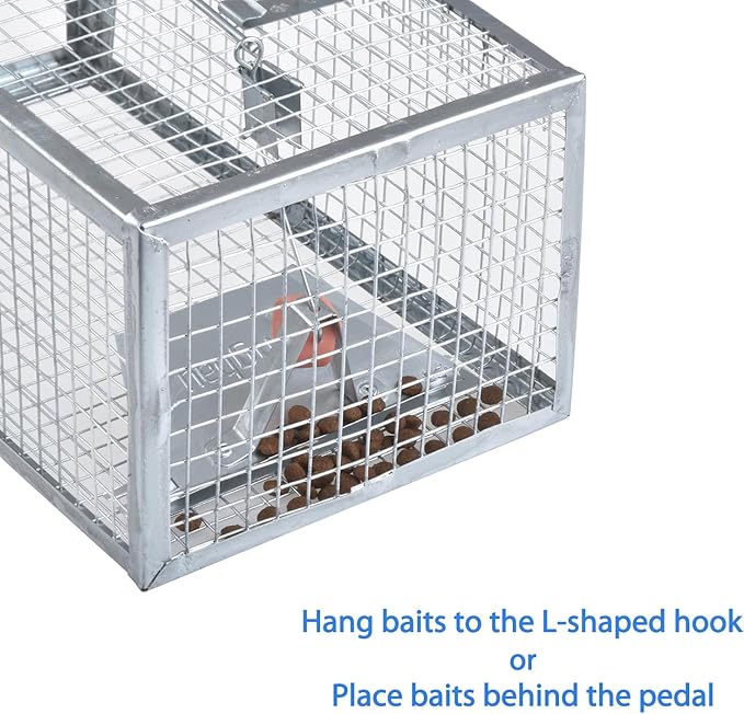 Gingbau 2-Pack Rat Traps Humane Live Chipmunk Mouse Trap Cages for Indoor and Outdoor Use