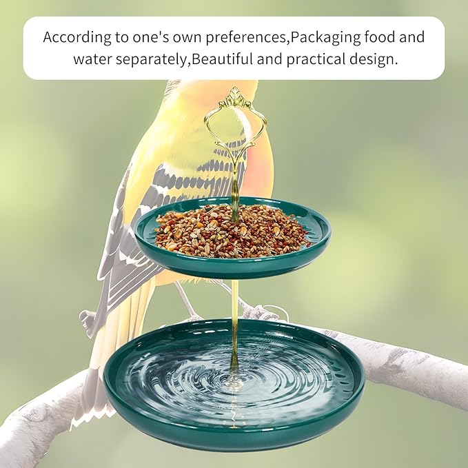 Platform Bird Feeders for Outdoors The Platform Bird Feeder Made of Exquisite Ceramic and The Double-Layer Designed Ground Bird Feeder