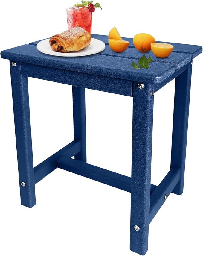 GARDENSTAR Adirondack Square Side Table,one-Tier Outdoor end Table, Patio Side Table for Pool,Porch,Backyard,Relaxing Companion (Blue)