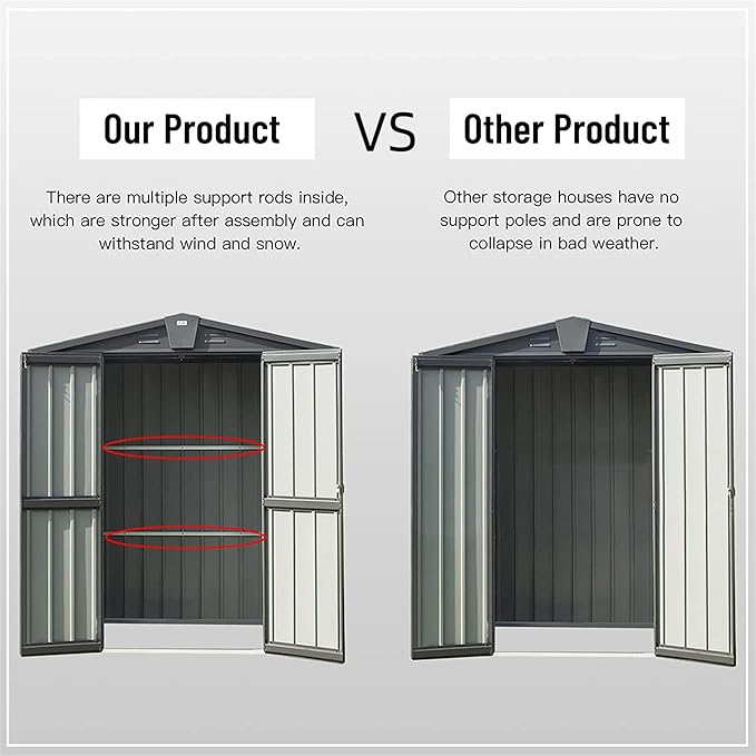 Christopher Knight Home Avonn Outdoor Storage Shed 5.7x3 FT,Metal Outside Sheds&Outdoor Storage Galvanized Steel,Tool Shed with Lockable Double Door for Patio,Backyard,Garden,Lawn (5.7x3ft, Dark Gray)