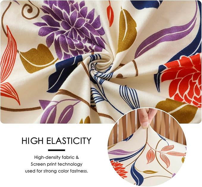 FORCHEER Waterproof Ourdoor Chair Cushion Covers Set of 2 23x23 Floral Printed Stretch Patio Chair Cushino Covers for Rattan Patio Furniture Replacement