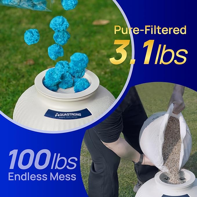 AQUASTRONG Pool Filter Balls for Sand Filter Pump, 3.1 lbs Reusable Sand Filter Balls (Replaces 100 lbs Pool Filter Sand), Efficient Stone Blue Filter Balls for Swimming Pools, Filter Pumps, Aquariums