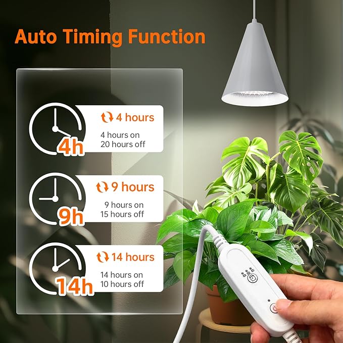 Bstrip Hanging Grow Lights for Indoor Plants-25W Full Spectrum 5000K Plant Light with 4H/9H/14H Timer& 16.4FT Power Cord for Indoor Growing, Ideal for Large Tall Plant, Garden and Flowers Greenhouse