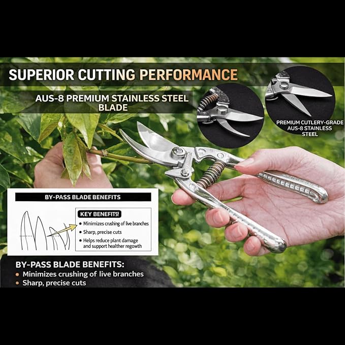 Made in Japan Pruning Shears – Japanese Craftsmanship, Sharp & Durable, Ergonomic Comfort for All-Day Use, Co-Developed with Agricultural Professionals (Orchard & Fruit Tree) (7.7 in (195mm))
