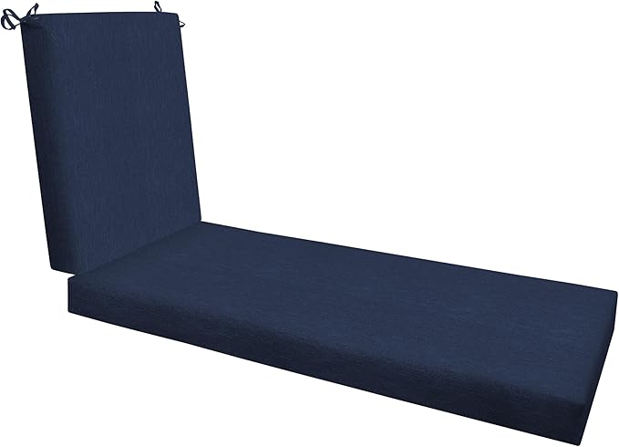 Honeycomb Outdoor Chaise Lounge Cushion for Patio Furniture, Water & Fade Resistant, Removable Cover, 21.5 x 70, Heritage Textured Solid Indigo Blue