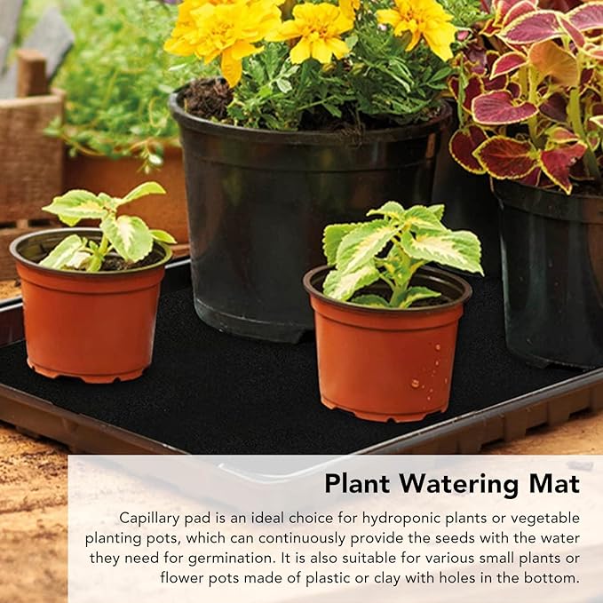 Asixxsix Automatic Plant Watering Mat, 47.2 x 39.4 Inch Self Watering Capillary Mat, Automatic Plant Watering System Water Wicking Mat for Seedlings Indoor Potted Plants Greenhouse