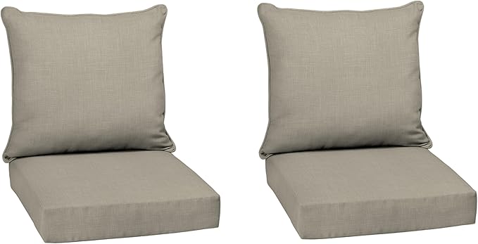 Arden earthFIBER Outdoor Deep Seat Cushion Set (2-Pack), 24 in x 24 in, Weather-Proof, Rain-Proof, Fade Resistant Patio Cushion for Chair, Sofa, and Couch Sandbar Taupe Texture